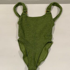 Hunza G Green Textured Swimsuit NWOT